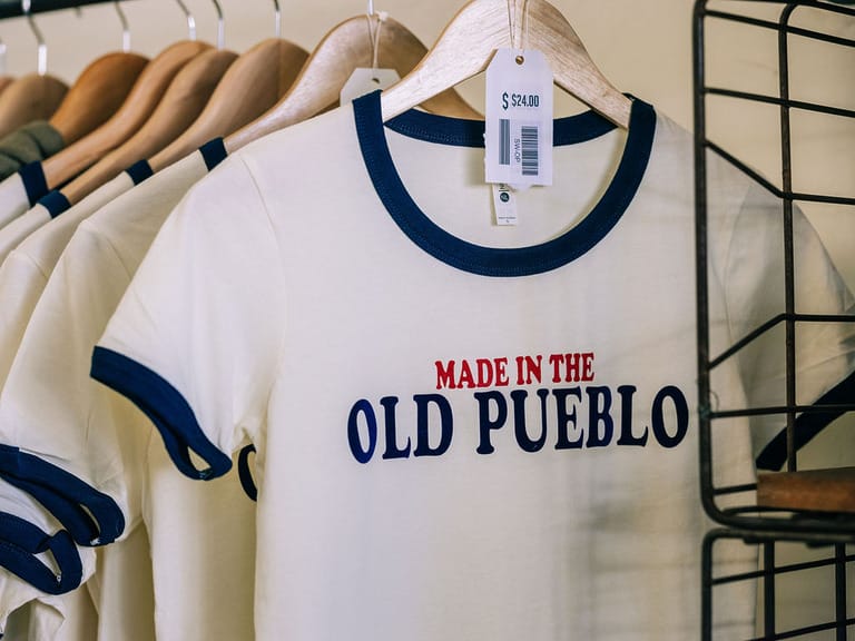 White shirt with 'Made in the Old Pueblo'