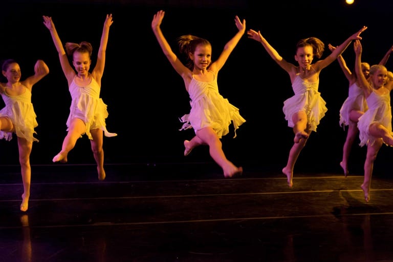 Young dancers performing a lively dance routine